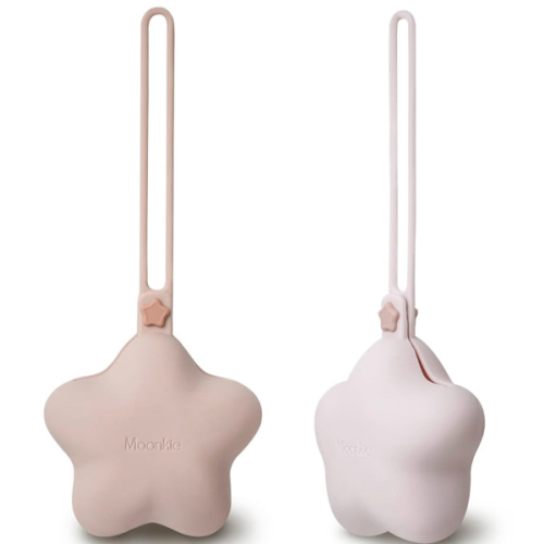 Moonkie Silicone Pacifier Holder Case, Cute Portable Pacifier Storage Case, 2 Pack
