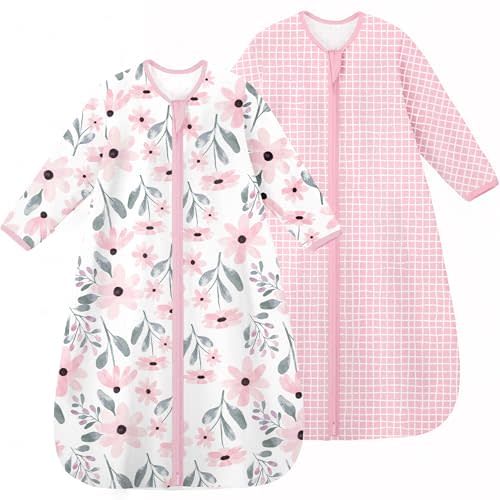 Yoofoss Baby Sleep Sack 6-12 Months Long Sleeve Wearable Blanket Baby 100% Organic Cotton 2-Way Zipper 0.5 Tog Infants Sleeping Sack, Lightweight(Medium)