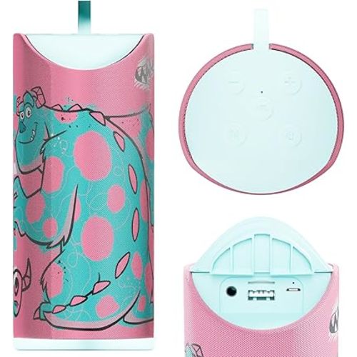 Disney/Pixar’s Monsters, Inc Bluetooth Speaker| Mike and Sulley Splashproof Wireless Speaker with 3 Hrs Playtime/SD Slot/FM Radio - Monsters, Inc Gifts for Women, Men and All Fans