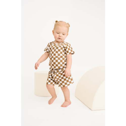Brown Checkered Pocket Set