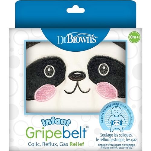 Dr. Brown's Infant Gripebelt Heated Belly Band, Soothe Baby's Tummy with Gentle Warmth and Compression, Panda, 0m+