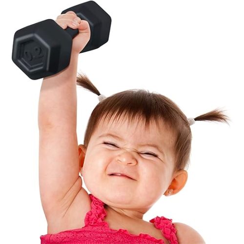 Genuine Fred BUFF BABY Dumbbell Rattle Engaging and Sensory Rich Toy, Lightweight and Easy to Hold, Fun Gift for Fitness Enthusiast and New Parents