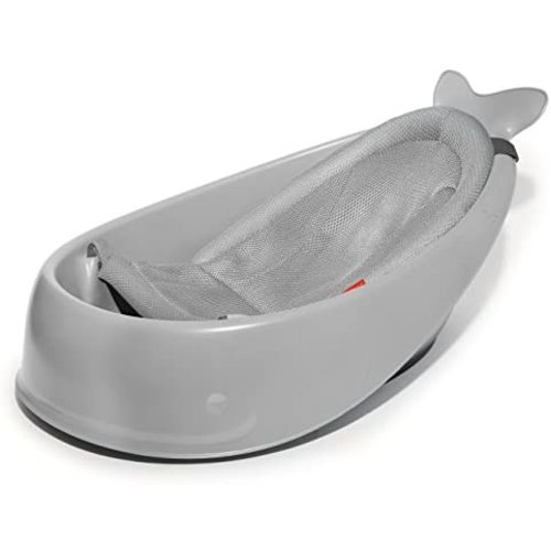 Skip Hop Baby Bath Tub, 3-Stage Smart Sling Tub, Moby, Grey