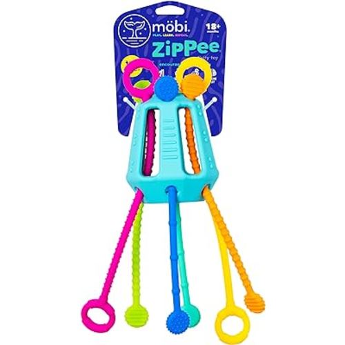 MOBI ZIPPEE Original Activity Toy for Toddlers' Sensory Development - Montessori Design by Parents and Reviewed by Doctors - BPA and Phthalate Free - with Food Grade Silicone - for Boys or Girls