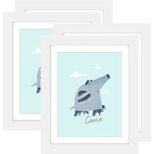 4-Pack White Wooden Kids Art Frame