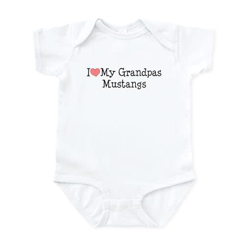 CafePress I Love My Grandpas Mustangs Infant Bodysuit Cute Infant Bodysuit Baby Romper