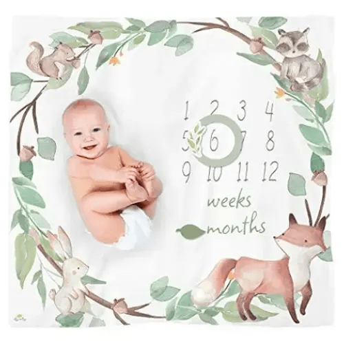 itzy ritzy woodland milestone blanket