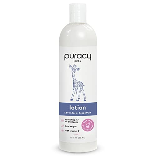 Puracy Baby Lotion, Organic Moisturizer for Infants & Newborns, Natural Calming Lavender & Grapefruit for Sensitive Skin, 12 Ounce