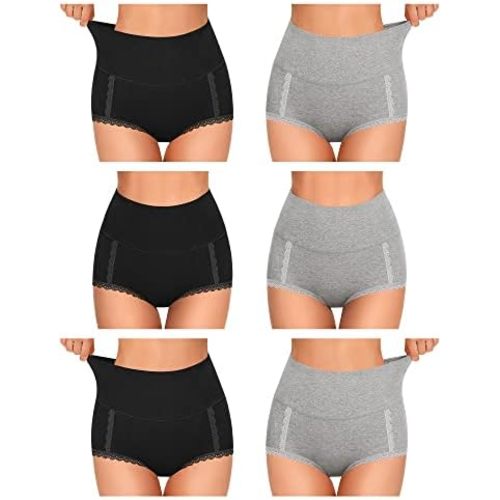 MISSWHO Cotton High Waisted Soft Womens Underwear Breathable Panties, Multipack