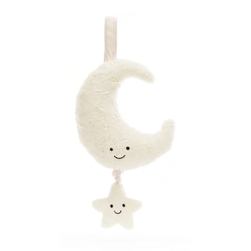 Jellycat - Amuseables Moon Musical Pull - Gifts for Girls Boys Kids Women White - 26cm