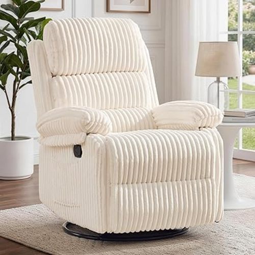 Korser Rocking Recliner Chair, Nursery Rocker Chair for Adults, Small Recliners for Small Spaces, Swivel Rocker Recliner with Cushion, Upholstered Rocking Chairs for Living Room, RV, Corduroy