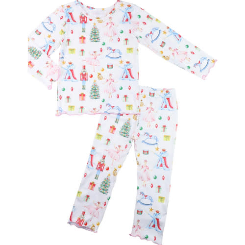 Pink Trim Nutcracker Ballet Print Knit Pajamas 9 mo
