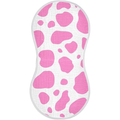 Kigai Cow Print Muslin Baby Burp Cloth, Super Soft Absorbent Cotton Burp Rag Baby Bibs Washcloth Face Towel for Newborn Boys Girls Registry Gift, 2 Packs