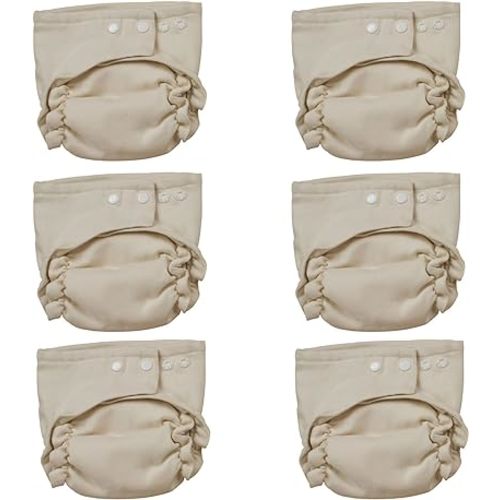 Osocozy Two Sized Fitted Cloth Diaper - 6 Count (Pack of 1) - Soft, Durable and Absorbent 100% Cotton Birdseye Weave Material. Easy to Use Snap Closures. Size 1 Fits 7-18 lbs