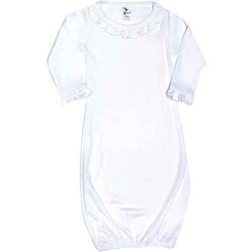 Laughing Giraffe Baby Blank Long Sleeve Ruffle-Trim Sleeper Gown White (0-3 Months -3807)