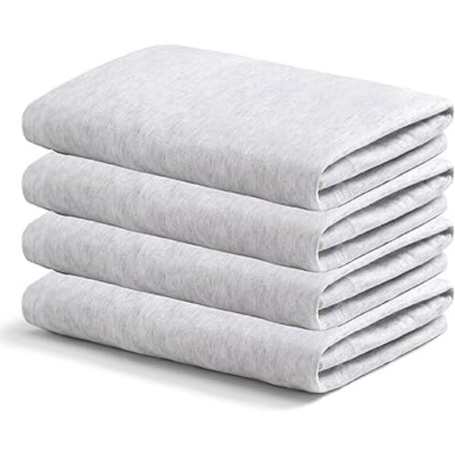 Delta Children 4-Inch Mini Crib Sheet Set, 4 Pack, Soft and Breathable 100% Jersey Knit Fitted Sheet Set, Crib Sheets for Baby Boys and Girls, Grey