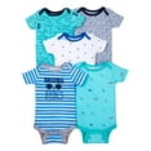 Little Star Organic Baby Boy 100% Organic Cotton Short Sleeve Bodysuits, 5-pack (NB-24M)