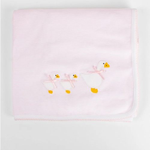 Duckling Blanket - Soft Pink and White Striped Blanket – Trotters Childrenswear USA