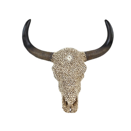 Union Rustic Southwestern White Pebble Longhorn Bull Cow Skull with Black Horn Accent Hanging Wall Décor & Reviews | Wayfair