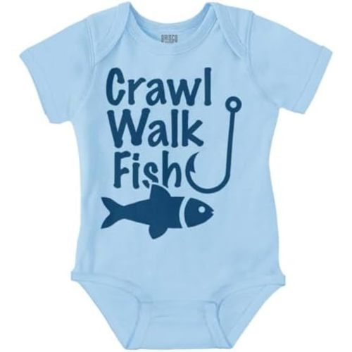Brisco Brands Crawl Walk Fish Hook Outdoor Lover Baby Romper Boys or Girls