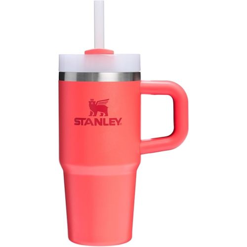 Stanley Quencher H2.0 Tumbler with Handle and Straw 14 oz | Flowstate 3-Position Lid | Cup Holder Compatible for Travel | Insulated Stainless Steel Cup | BPA-Free | Hot Coral