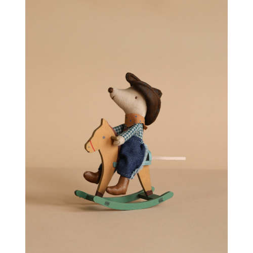 Maileg Cowboy Mouse On Rocking Horse, Little brother