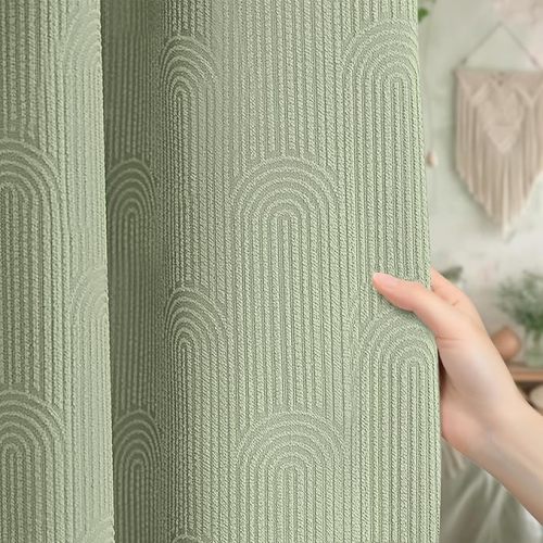 Sage Green Boho Blackout Curtains 84 Inch Long Green Curtains for Living Room 2 Panels, Vintage Farmhouse Mid Century Rustic Black Out Drapes Rustic Patterned Western