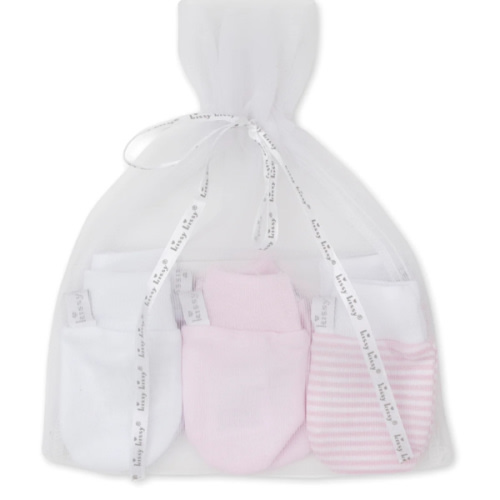 Simple Stripes 3 Pack Pink Mittens Set w/ Tulle Bag
