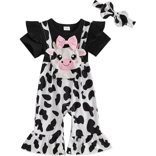 Baby Girl Romper Spring Summer Outfit Short Sleeve Spliced Jumpsuit + Headband Infant Newborn Clothes