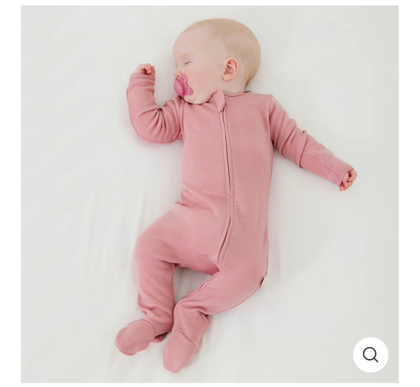 Pink Footie Pajamas, Merino Wool, Blush