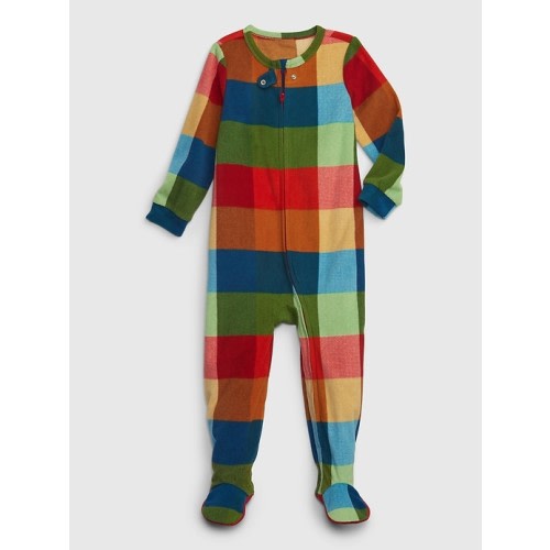 babyGap Organic Cotton Happy Plaid PJ One-Piece in happy plaid, size: 0-3 M