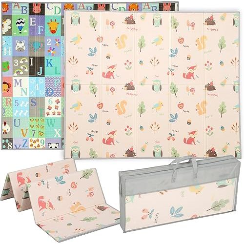 Qaba Baby Play Mat Double-Sided Reversible Extra Large 71" x 59" Foldable