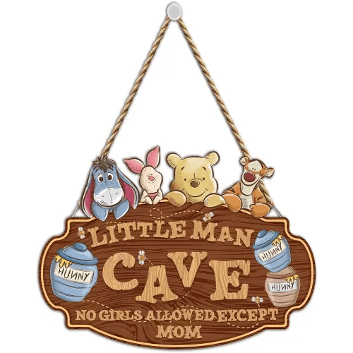 Classic Winnie Nursery Decor, Winnie Baby Room Hanging Wall Art Decoration, the Pooh Baby Decor for Little Boy, Winnie Baby Decor, Boys Cave Wooden Sign, Perfect for Baby Shower Room Decor