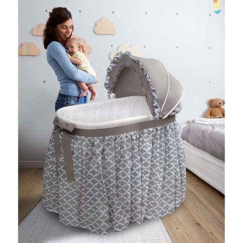 Badger Basket 'Wishes' Oval Bassinet With Full-Length Skirt