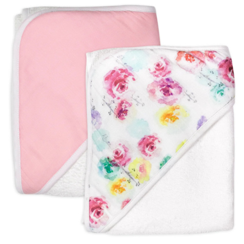 2-Pack Organic Cotton Hooded Towels, Rose Blossom | Honest Baby Clothing