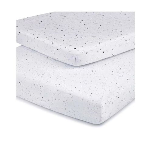 Ely’s & Co. Baby Fitted Pack N Play - Mini Crib Sheet 100% Combed Jersey Cotton White Abstract Stripes And Dots Black 2 Pack
