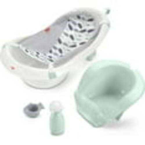 Fisher-Price Baby to Toddler Bath 4-in-1 Sling ‘n Seat Tub with Removable Infant Support and 2 Toys, Climbing Leaves Exclusive