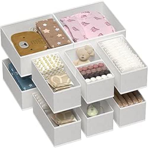 Vtopmart 12Pack Drawer Organizer for Clothes, Underwear Organizer Bins, Foldable Fabric Closet Storage Organization, Dresser Drawer Dividers for Baby Clothing, Bra, Socks, Ties, Scarf