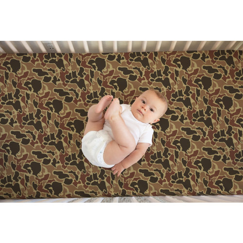 Jersey Camo Crib Sheet, Retro Duck Camo Baby, Duck Hunting, Camo Nursery, Retro Camo Jersey Fitted Crib Sheet