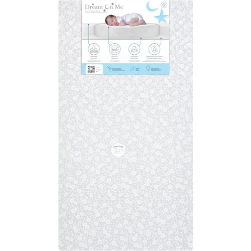Dream On Me Little Baby 6 Inch Full Size Firm Fiber Crib and Toddler Bed Mattress Grey