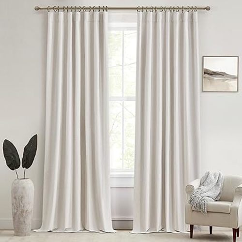 Buttercream Living Room Curtains 102 Inches Long for 103 Inch Tall Window Drapes 100% Blackout Curtains for Bedroom Noise Reduction Curtains Farmhouse Style 2 Panels Beige Wheat Oatmeal