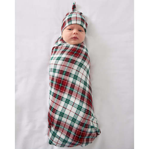 Holly Plaid Swaddle & Hat Set | Little Sleepies