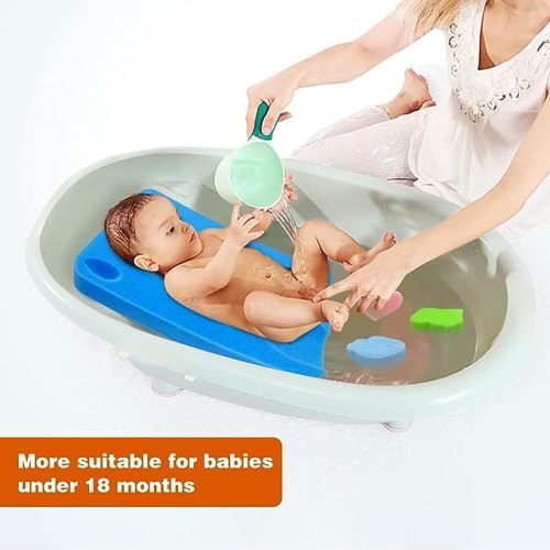 Baby Bath Sponge Soft Infant Bath Mat Newborn Cushion (Blue)