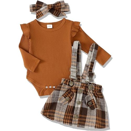 Newborn Infant Baby Girl Dress Clothes Winter Outfits Top Romper Overalls Dresses Suspender Skirt Set for Girls