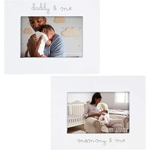 C.R. Gibson ''Mommy and Me'' and ''Daddy and Me'' Baby Photo Frame Set 2 Piece, 9'' x 7''