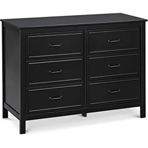 Davinci Charlie 6-Drawer Baby Dresser - Wooden Double Chest of Drawers for Kids, Boys and Girls - Multi-Purpose Storage Dresser for Bedroom, Nursery, Living Room & Hallway, Easy to Assemble - Ebony