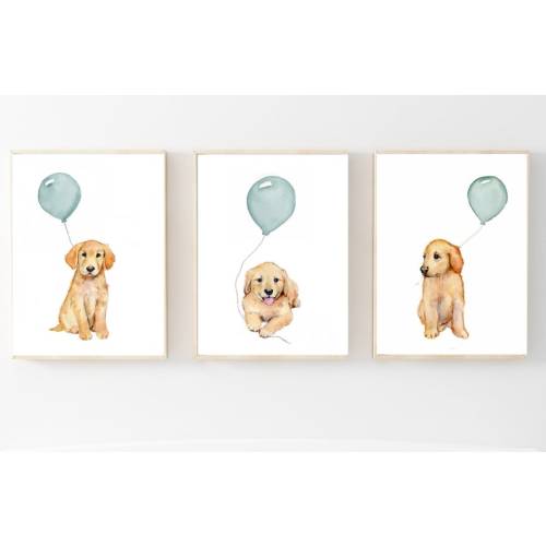 Golden Retriever Puppy Watercolor Eucalyptus Baby Nursery - Etsy