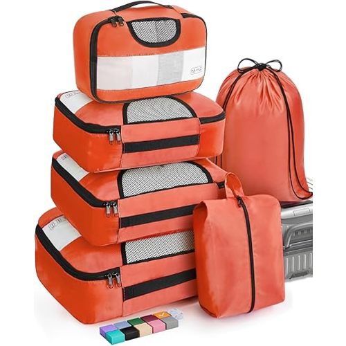 Veken 6 Set Packing Cubes for Suitcases, Travel Organizer Bags for Carry on Luggage, Suitcase Organizer Bags Set for Travel Essentials Travel Accessories in 4 Sizes(Extra Large, Large, Medium, Small)