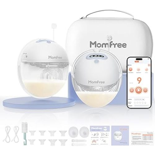 Wearable Double Breast Pump: Hands-Free Electric Pumps Wireless App Compatible with Personalized 3 Modes & 9 Levels - Independent Breastmilk Storage | Upgraded Soft Sealed Cushion Insert | 2-Pack Blue