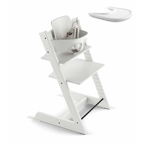 Stokke 2019 Tripp Trapp White High Chair & White Tray Bundle